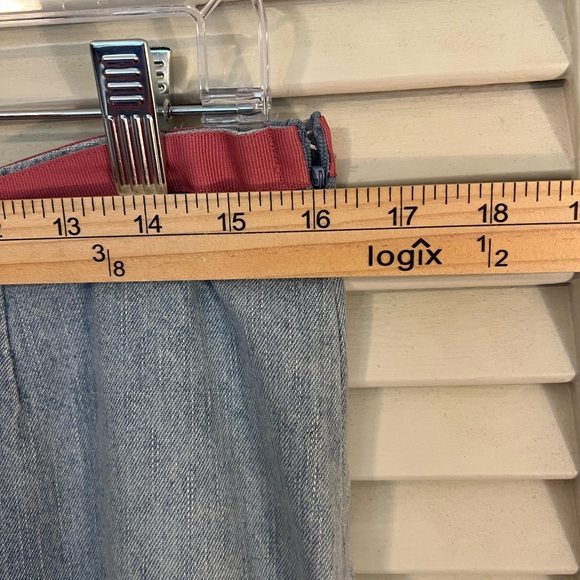 Christopher & Banks Denim Skirt with Pink and Green Stripes - Picture 6 of 7